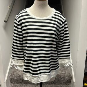 Gibson Black and White Striped Top